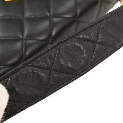 Chanel Black Lambskin Straight Flap Handbag