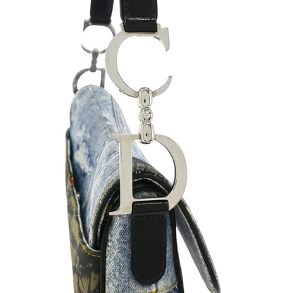 Christian Dior Blue Denim Print Saddle Handbag