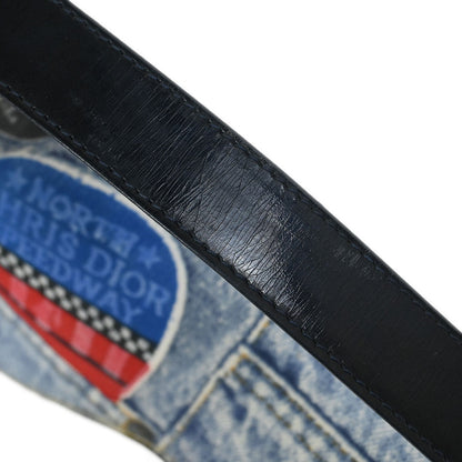 Christian Dior Blue Denim Print Saddle Handbag