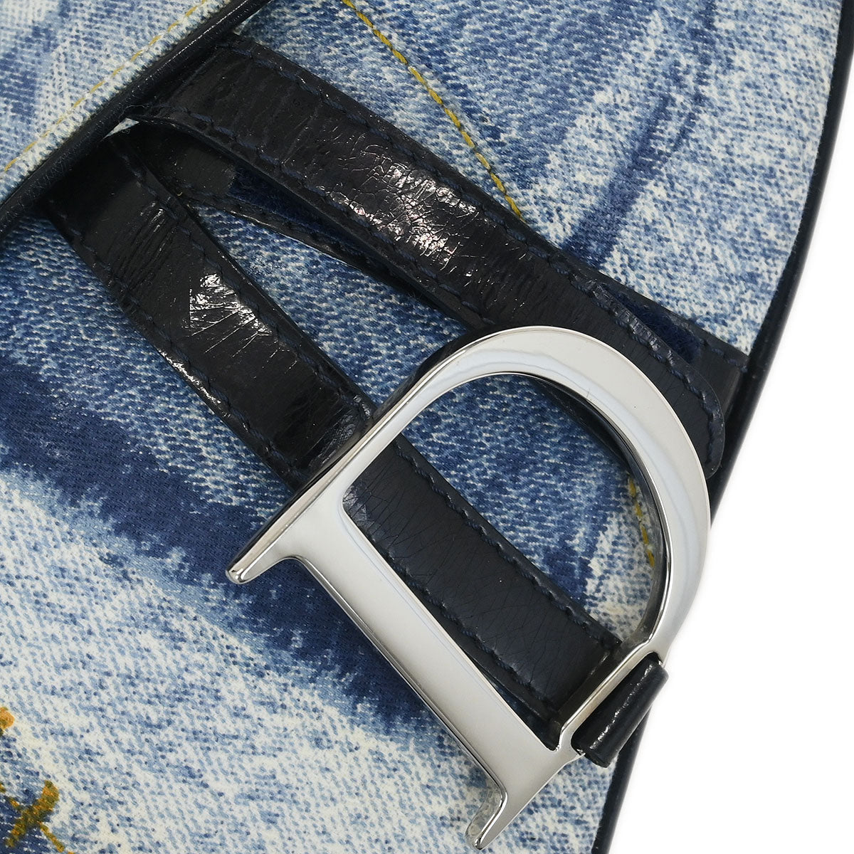 Christian Dior Blue Denim Print Saddle Handbag