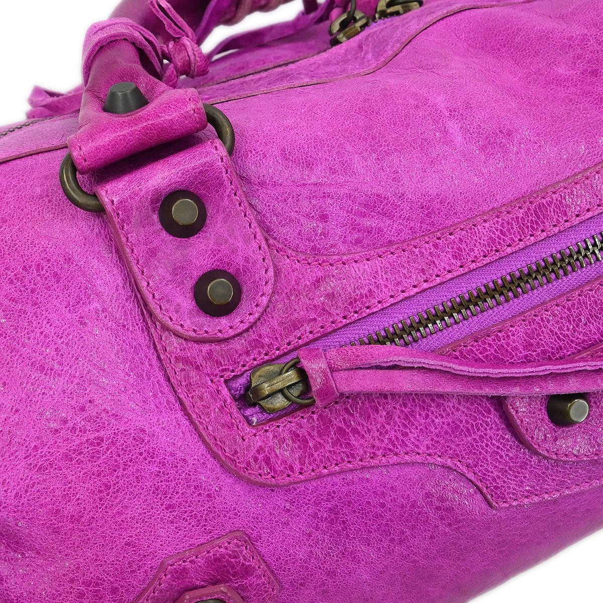 Balenciaga Purple Lambskin The Twiggy Handbag