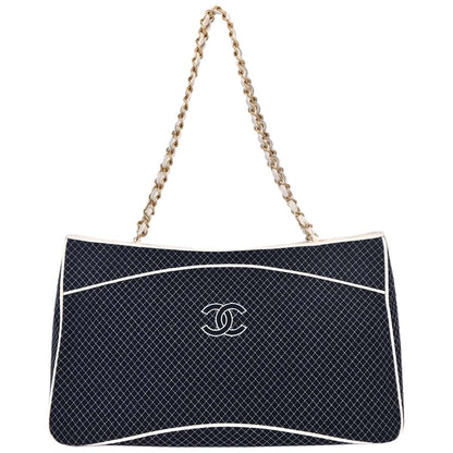 Chanel Navy Canvas Tote Handbag