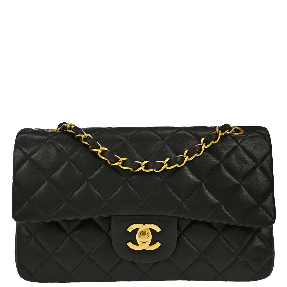 Chanel Black Lambskin Small Classic Double Flap Shoulder Bag