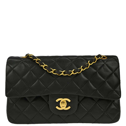 Chanel Black Lambskin Small Classic Double Flap Shoulder Bag