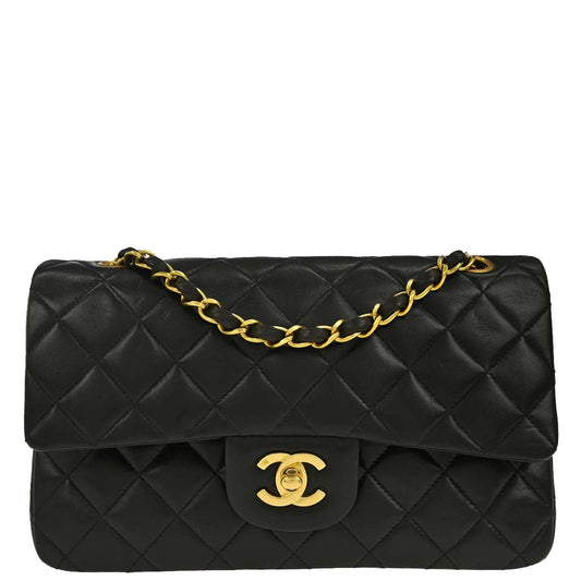 Chanel Black Lambskin Small Classic Double Flap Shoulder Bag
