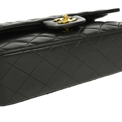 Chanel Black Lambskin Small Classic Double Flap Shoulder Bag