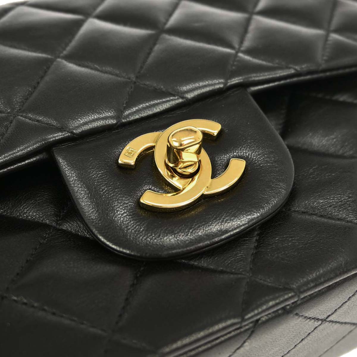Chanel Black Lambskin Small Classic Double Flap Shoulder Bag