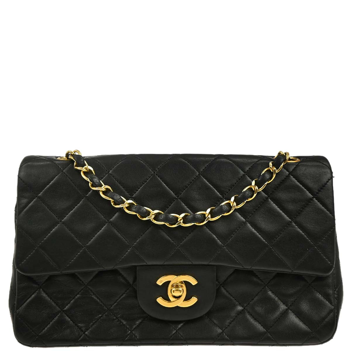 Chanel Black Lambskin Small Classic Double Flap Shoulder Bag