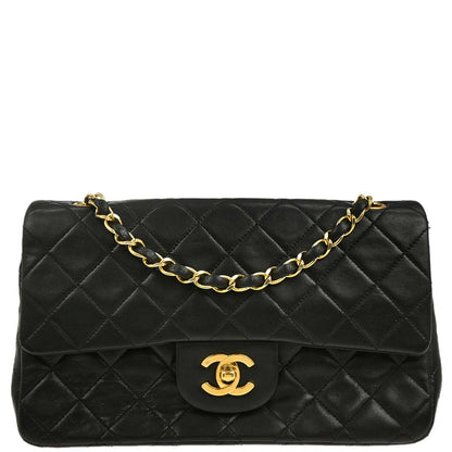 Chanel Black Lambskin Small Classic Double Flap Shoulder Bag