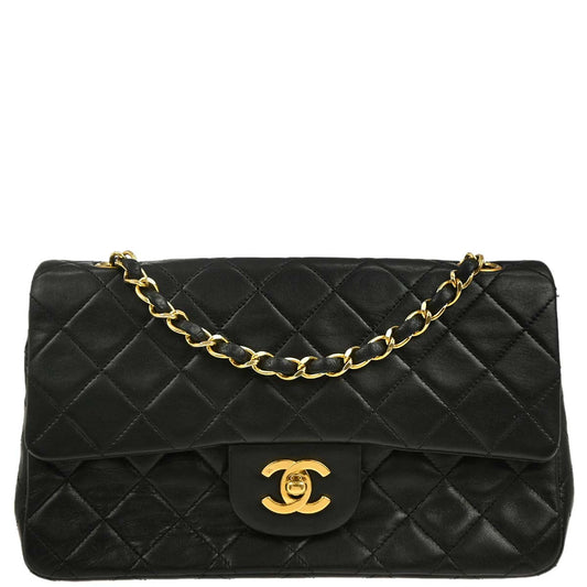 Chanel Black Lambskin Small Classic Double Flap Shoulder Bag