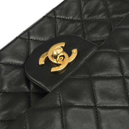Chanel Black Lambskin Small Classic Double Flap Shoulder Bag