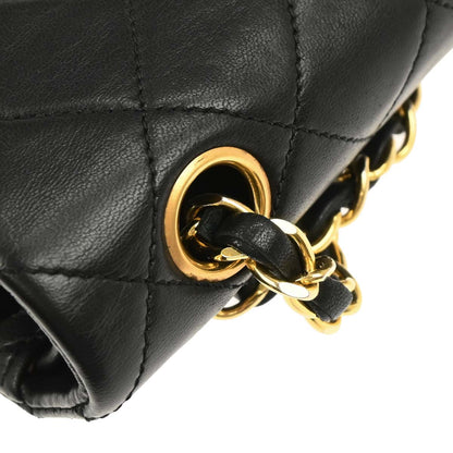 Chanel Black Lambskin Small Classic Double Flap Shoulder Bag