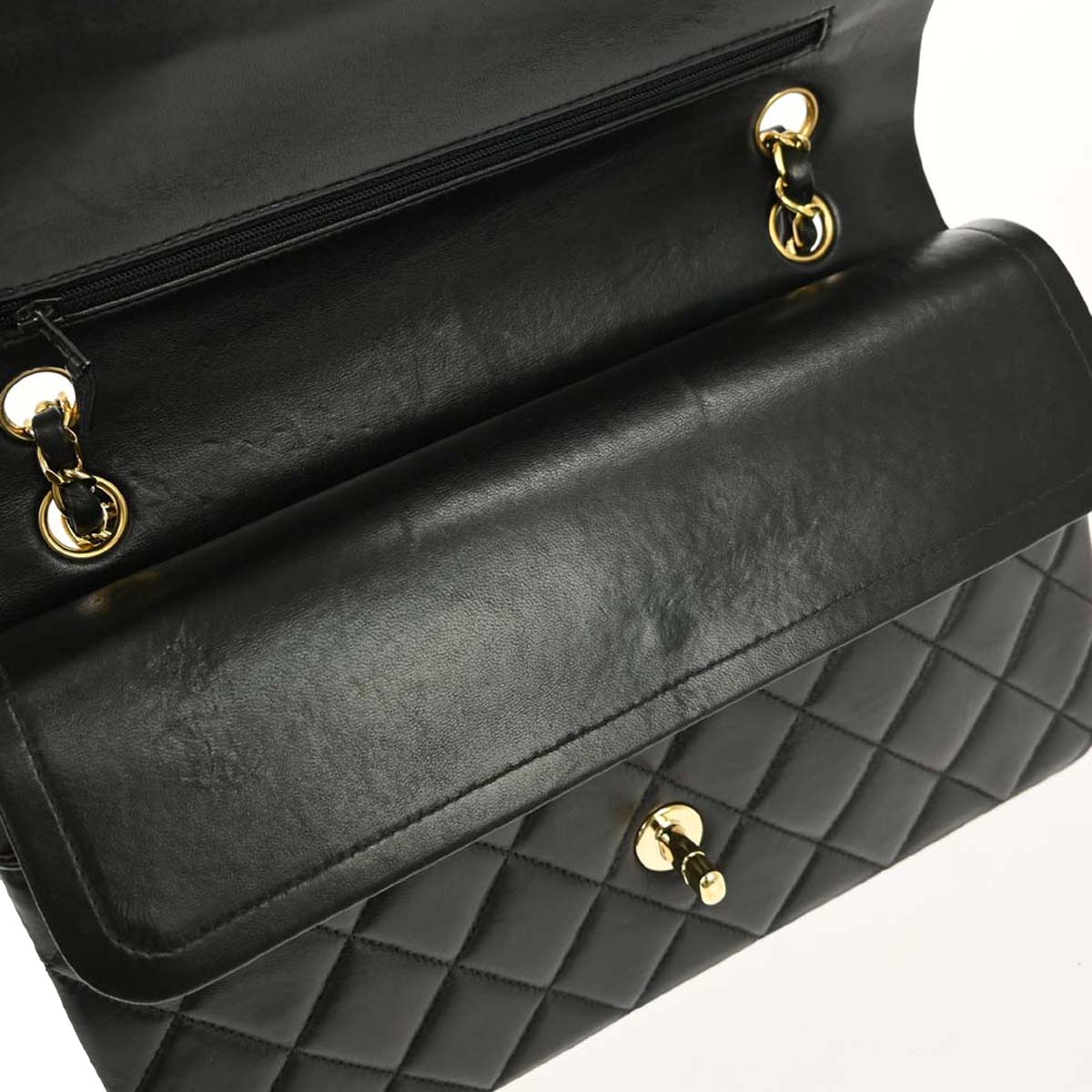 Chanel 2000-2001 Black Lambskin Medium Classic Double Flap Shoulder Bag