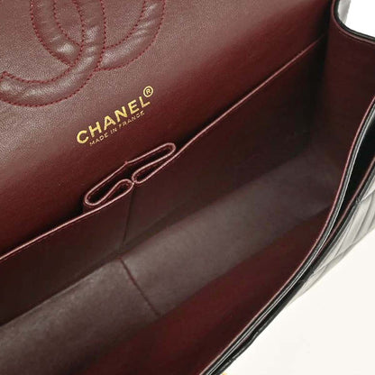 Chanel 2000-2001 Black Lambskin Medium Classic Double Flap Shoulder Bag