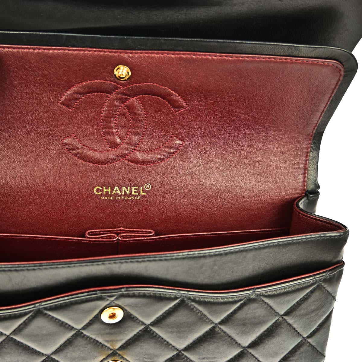 Chanel 2000-2001 Black Lambskin Medium Classic Double Flap Shoulder Bag