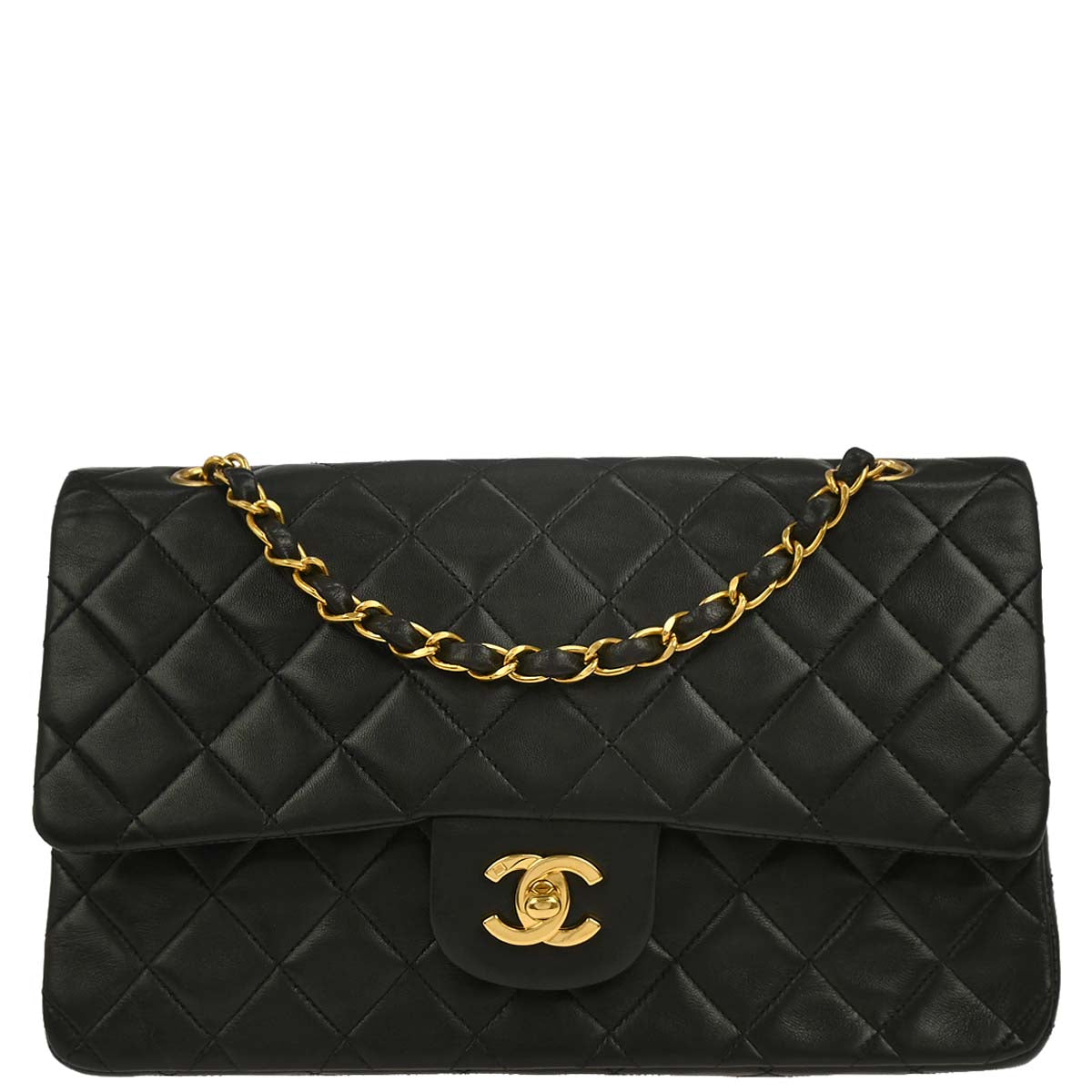 Chanel Black Lambskin Medium Classic Double Flap Shoulder Bag