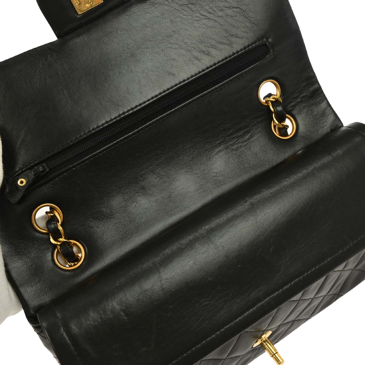 Chanel Black Lambskin Medium Classic Double Flap Shoulder Bag