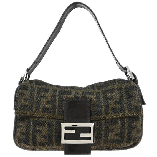 Fendi Brown Wool Baguette Handbag