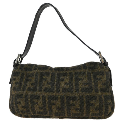 Fendi Brown Wool Baguette Handbag