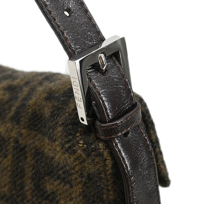 Fendi Brown Wool Baguette Handbag
