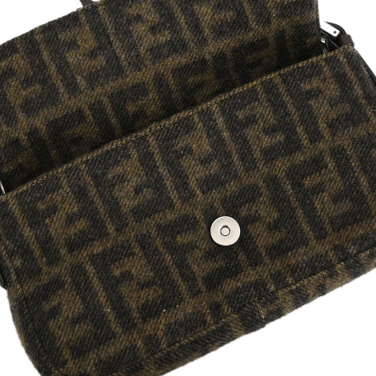 Fendi Brown Wool Baguette Handbag
