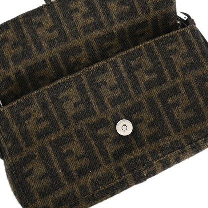 Fendi Brown Wool Baguette Handbag