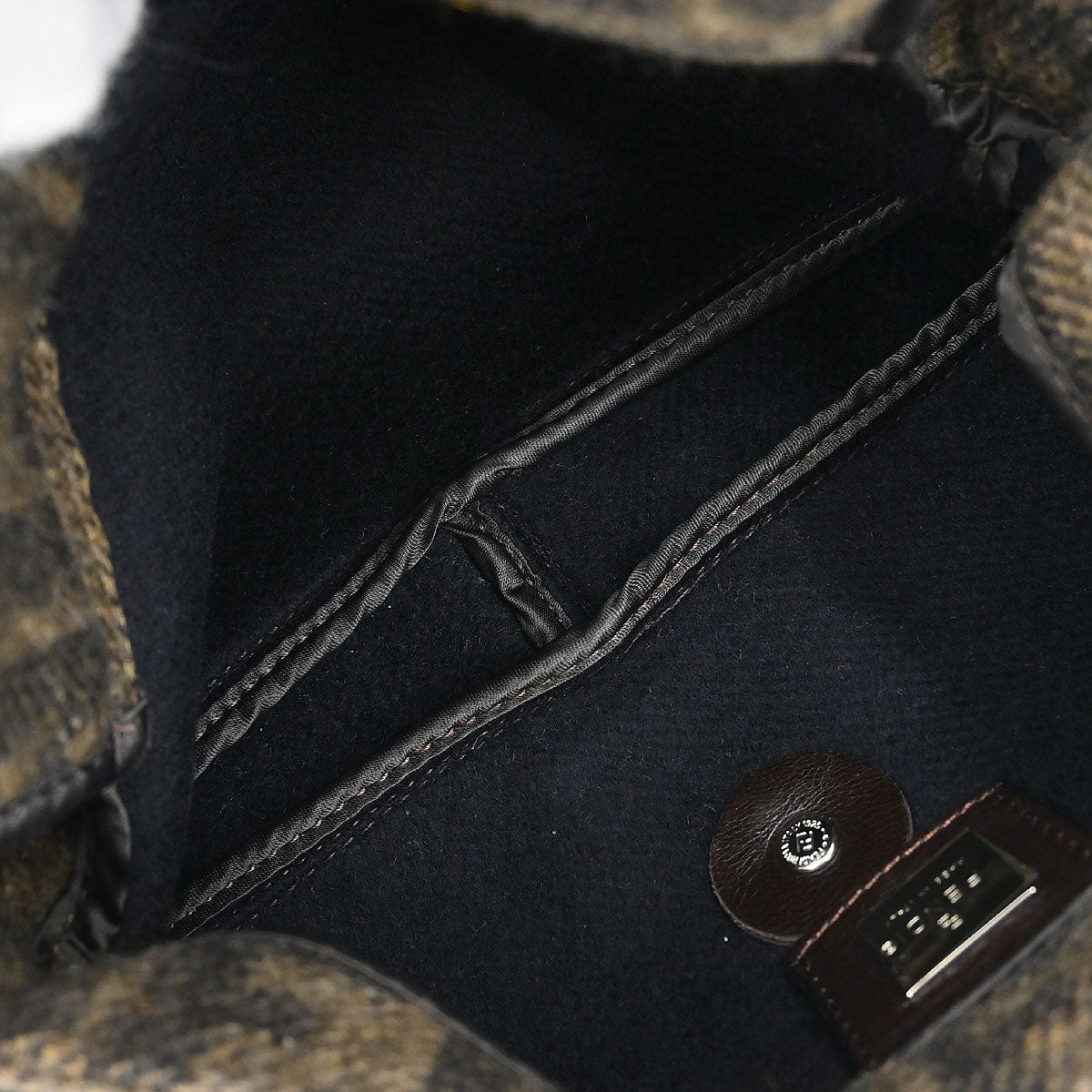 Fendi Brown Wool Baguette Handbag