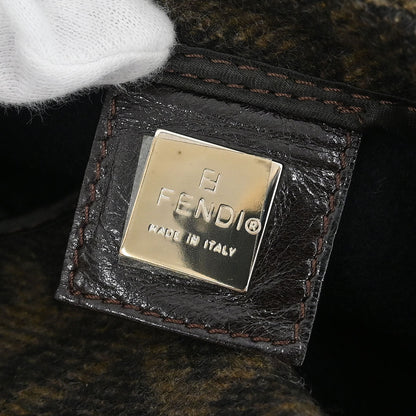 Fendi Brown Wool Baguette Handbag