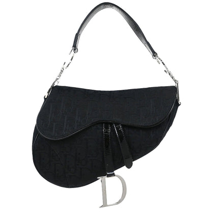 Christian Dior Black Canvas Trotter Saddle Handbag