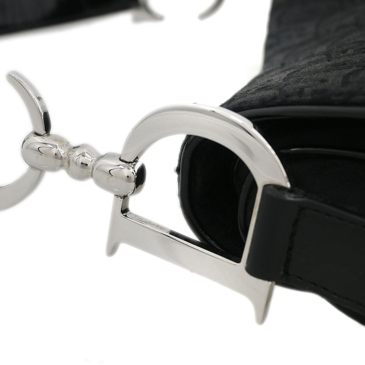 Christian Dior Black Canvas Trotter Saddle Handbag