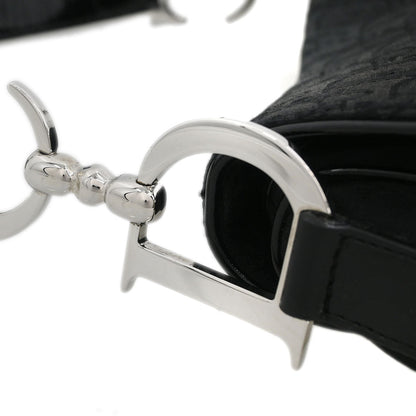 Christian Dior Black Canvas Trotter Saddle Handbag