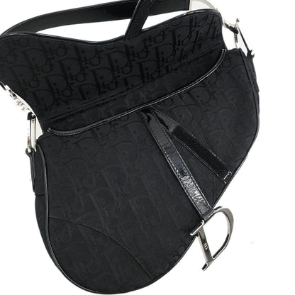 Christian Dior Black Canvas Trotter Saddle Handbag
