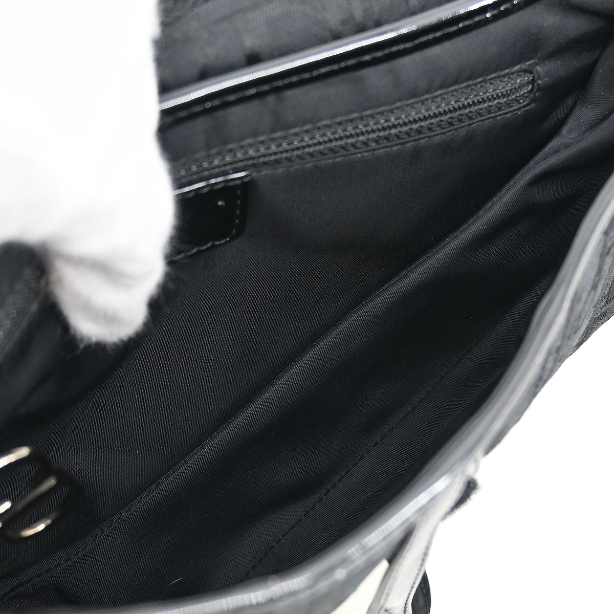 Christian Dior Black Canvas Trotter Saddle Handbag