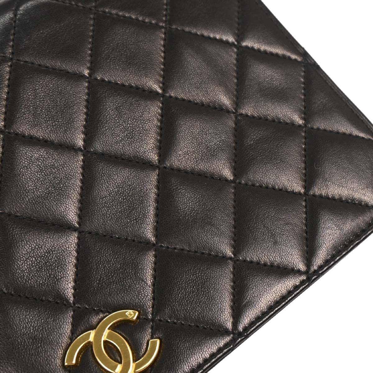 Chanel 1994-1996 Black Lambskin Pushlock Small Full Flap Shoulder Bag