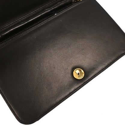 Chanel 1994-1996 Black Lambskin Pushlock Small Full Flap Shoulder Bag