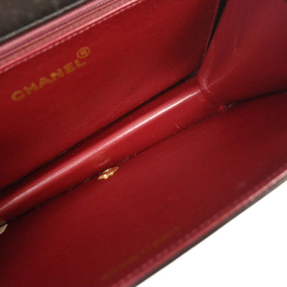 Chanel 1994-1996 Black Lambskin Pushlock Small Full Flap Shoulder Bag