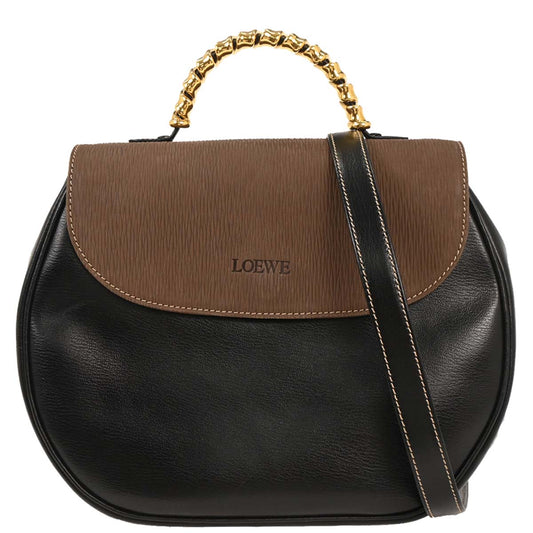 Loewe Black Brown Leather Velazquez 2way Shoulder Handbag