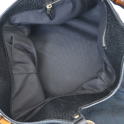 Gucci Black Bamboo GG Tote Bag