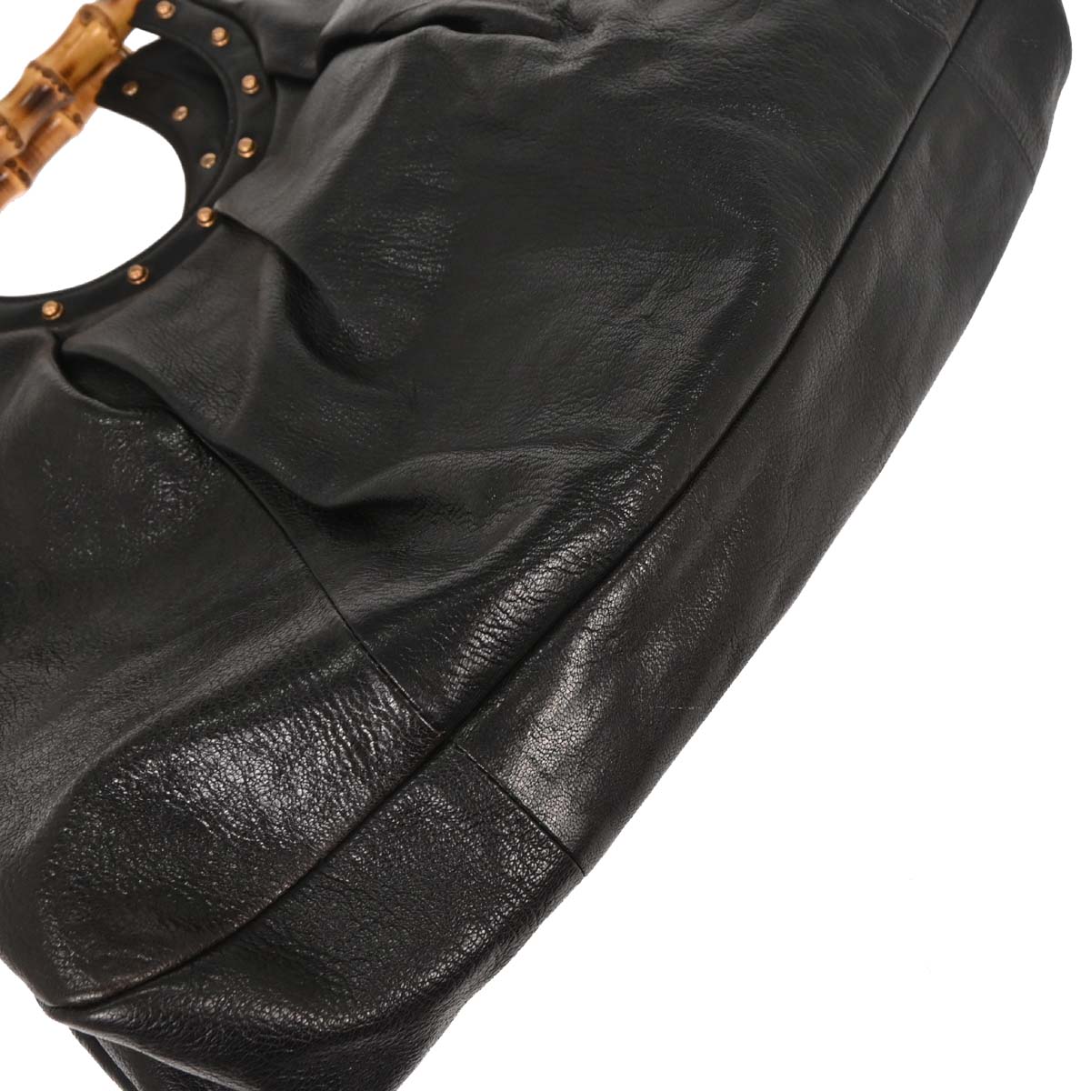 Gucci Black Bamboo Leather Hobo Handbag