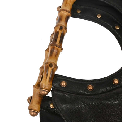 Gucci Black Bamboo Leather Hobo Handbag