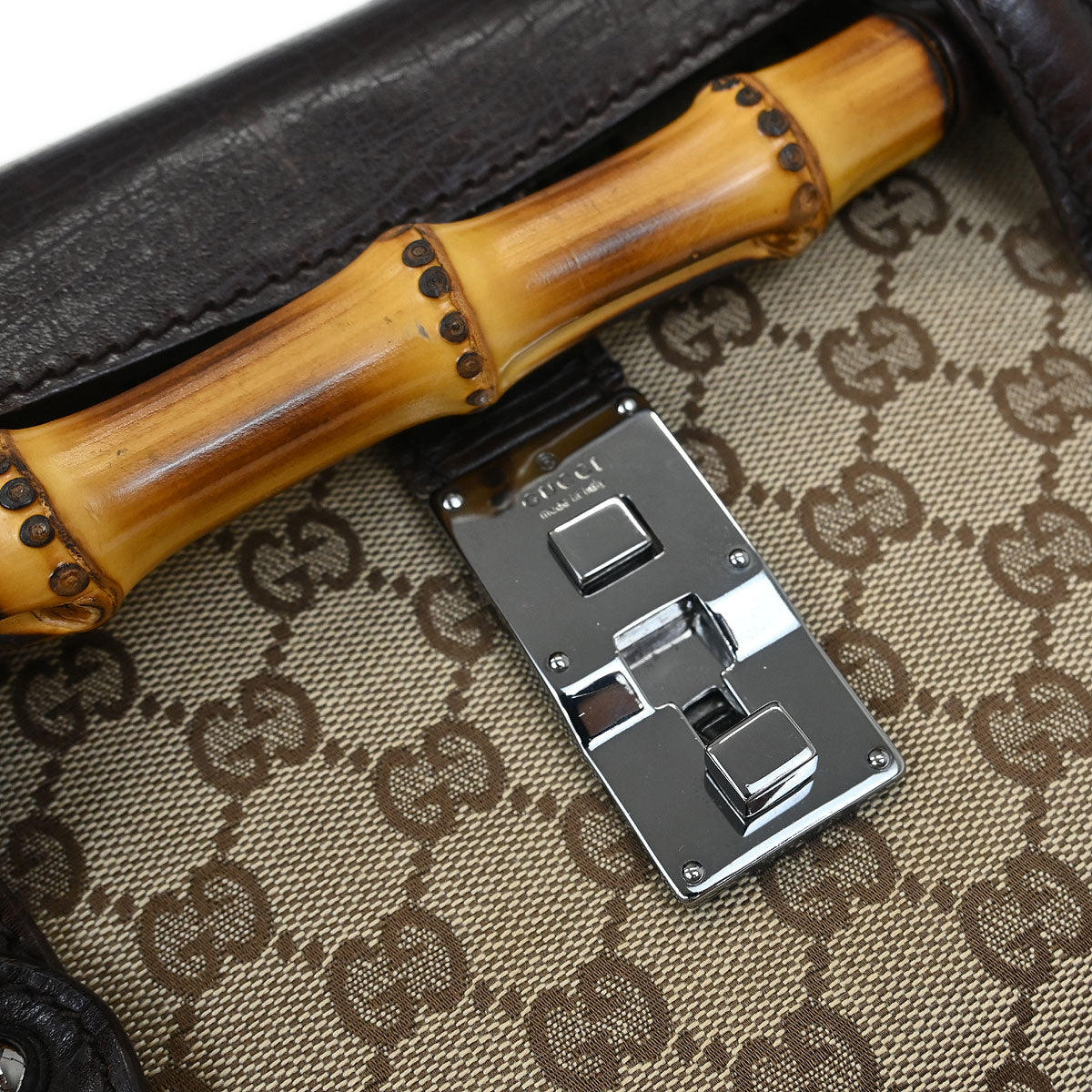 Gucci Beige Bamboo GG Handbag