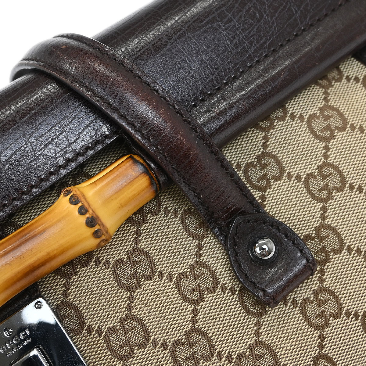 Gucci Beige Bamboo GG Handbag