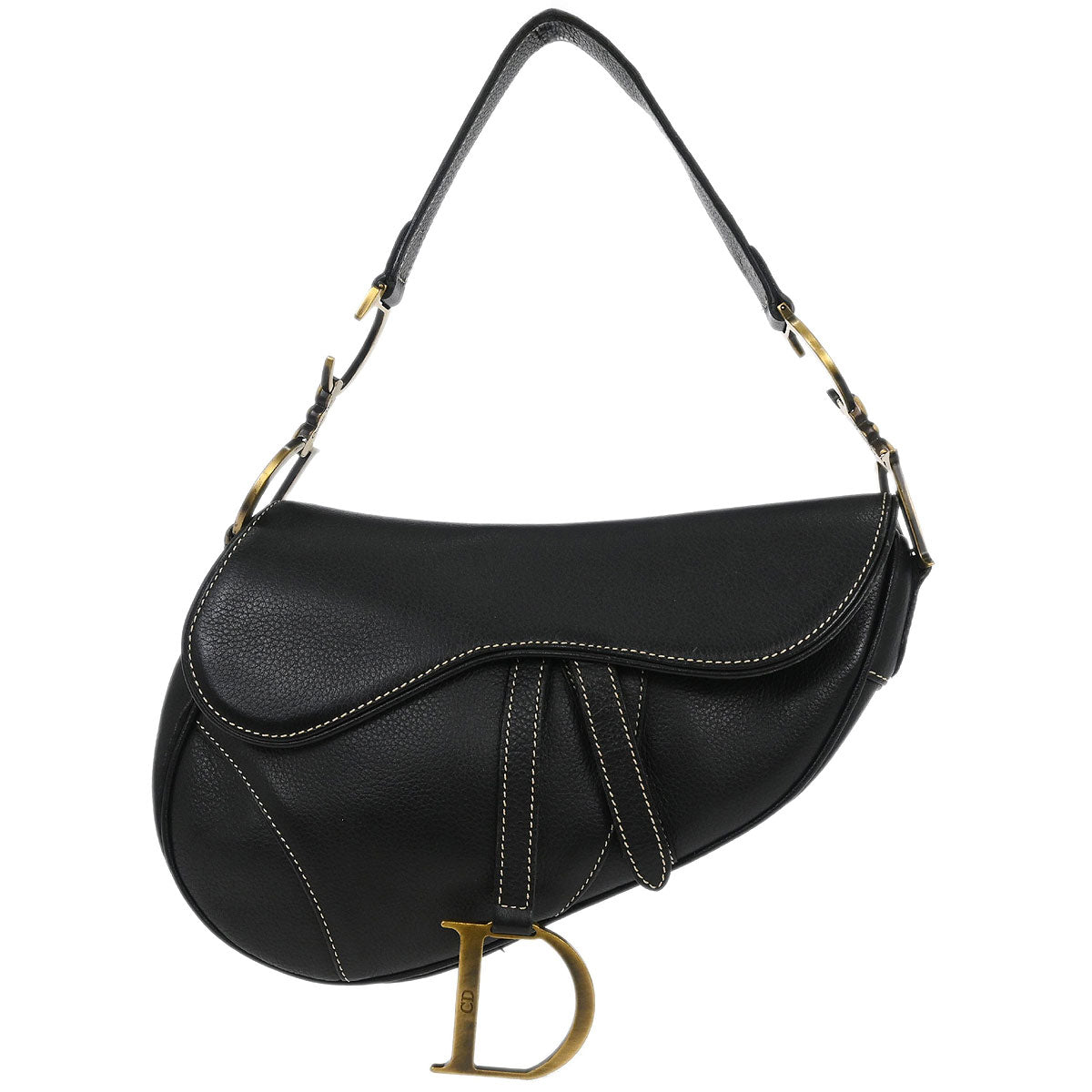 Christian Dior 2002 Black Leather Saddle Handbag