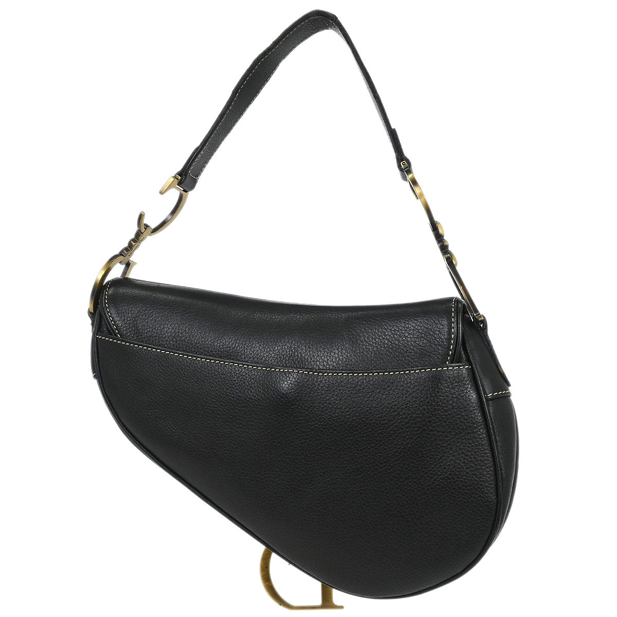 Christian Dior 2002 Black Leather Saddle Handbag