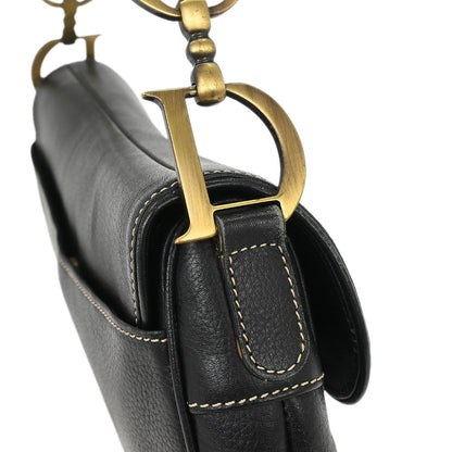 Christian Dior 2002 Black Leather Saddle Handbag
