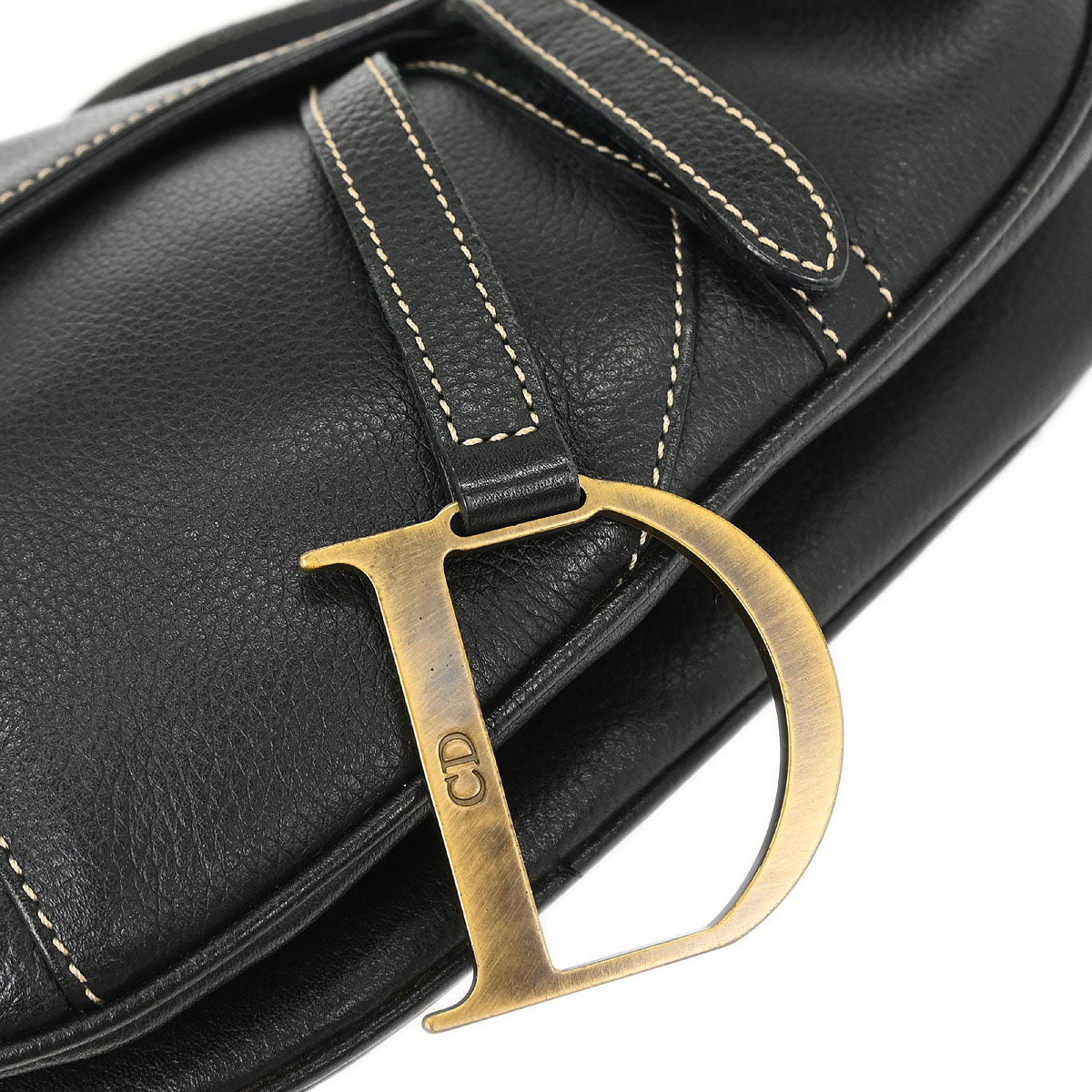 Christian Dior 2002 Black Leather Saddle Handbag