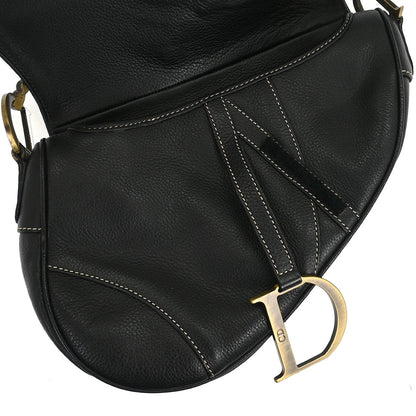 Christian Dior 2002 Black Leather Saddle Handbag