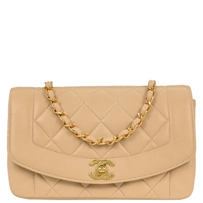 Chanel Beige Lambskin Small Diana Shoulder Bag
