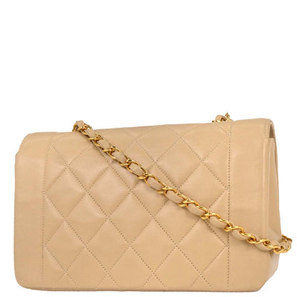 Chanel Beige Lambskin Small Diana Shoulder Bag