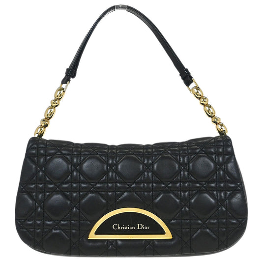 Christian Dior Black Lambskin Cannage Malice Handbag